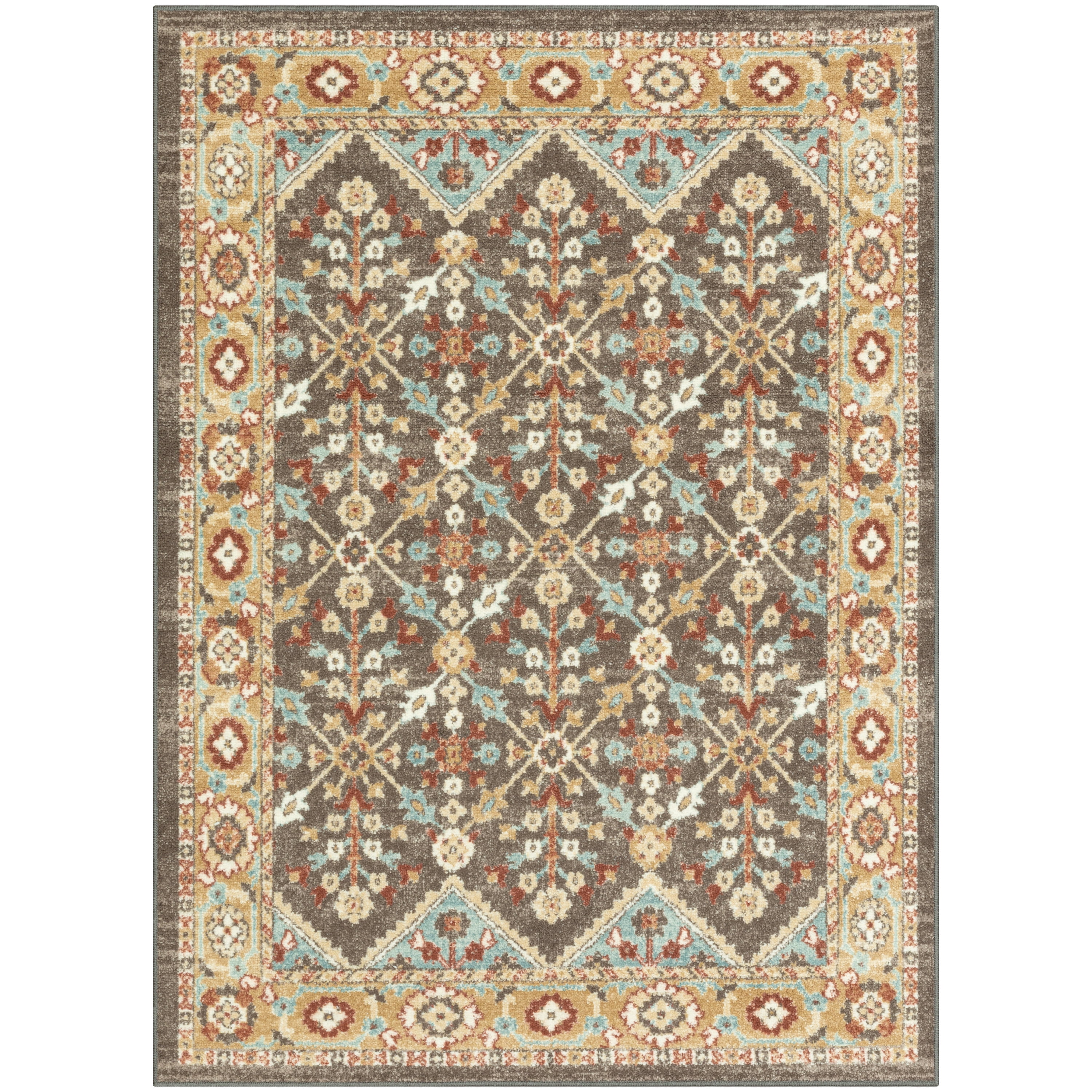 (2 pack) Mainstays Persian Border Medallion Loop Print Rust Brown Indoor Area Rug, 4' x 5'4"