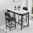 thumbnail image 5 of SYNGAR 3 Piece Kitchen Island Set, Modern Pub Table with Open Shelves and 2 Stools Set, Modern Bar Table Set for 2, Home Kitchen Breakfast Dining Table Set, for Dining Room, Restaurant, White, 5 of 9