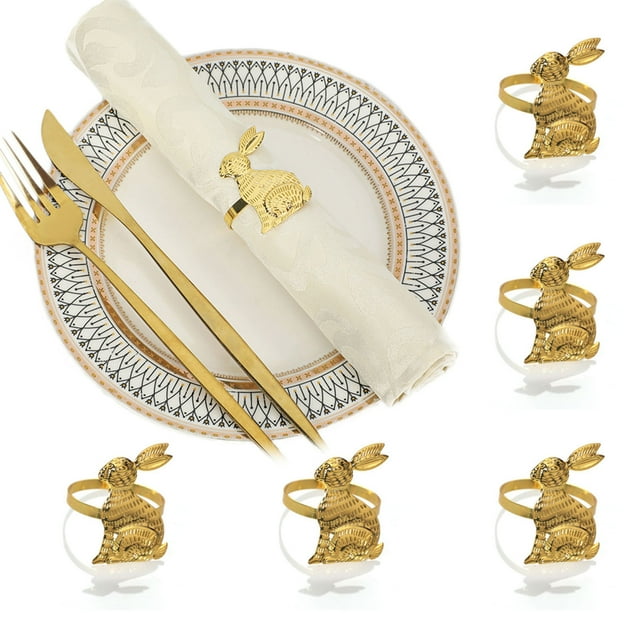 Plated Metal Napkin Buckle Banquet Cloth Ring Table Napkin Ring Easter Bunny Style Napkin Ring