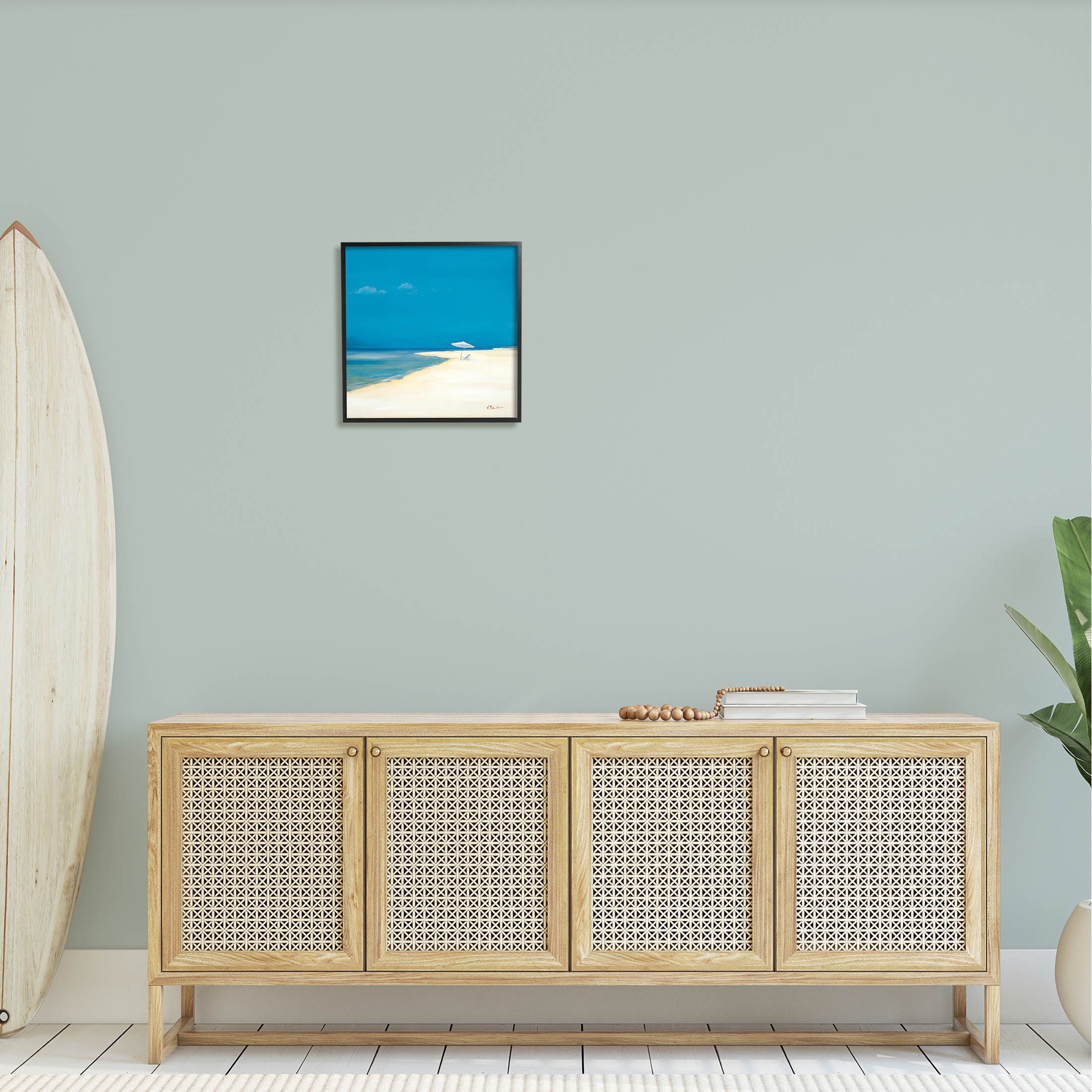 Stupell Industries Beach Shoreline Summer Landscape Painting Black Framed Art Print Wall Art, Design by Paul Brent
