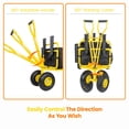 thumbnail image 3 of GDF Studio 51" Heavy Duty Collapsible Fishing Cart with Rod Holders, All-Terrain Beach Wagon for Sand, Black & Yellow, 3 of 9