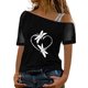 thumbnail image 1 of Gibobby Playera de Manga Corta con Cuello Redondo Mujeres Impreso Hombro Tops Sexy Glitter Camisa manga corta Blusa Tops(Negro,XL), 1 of 4
