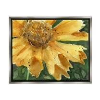 Stupell Industries Modern Sunflower Watercolor Botanical & Floral Painting Gray Floater Framed Art Print Wall Art, 21 x 17