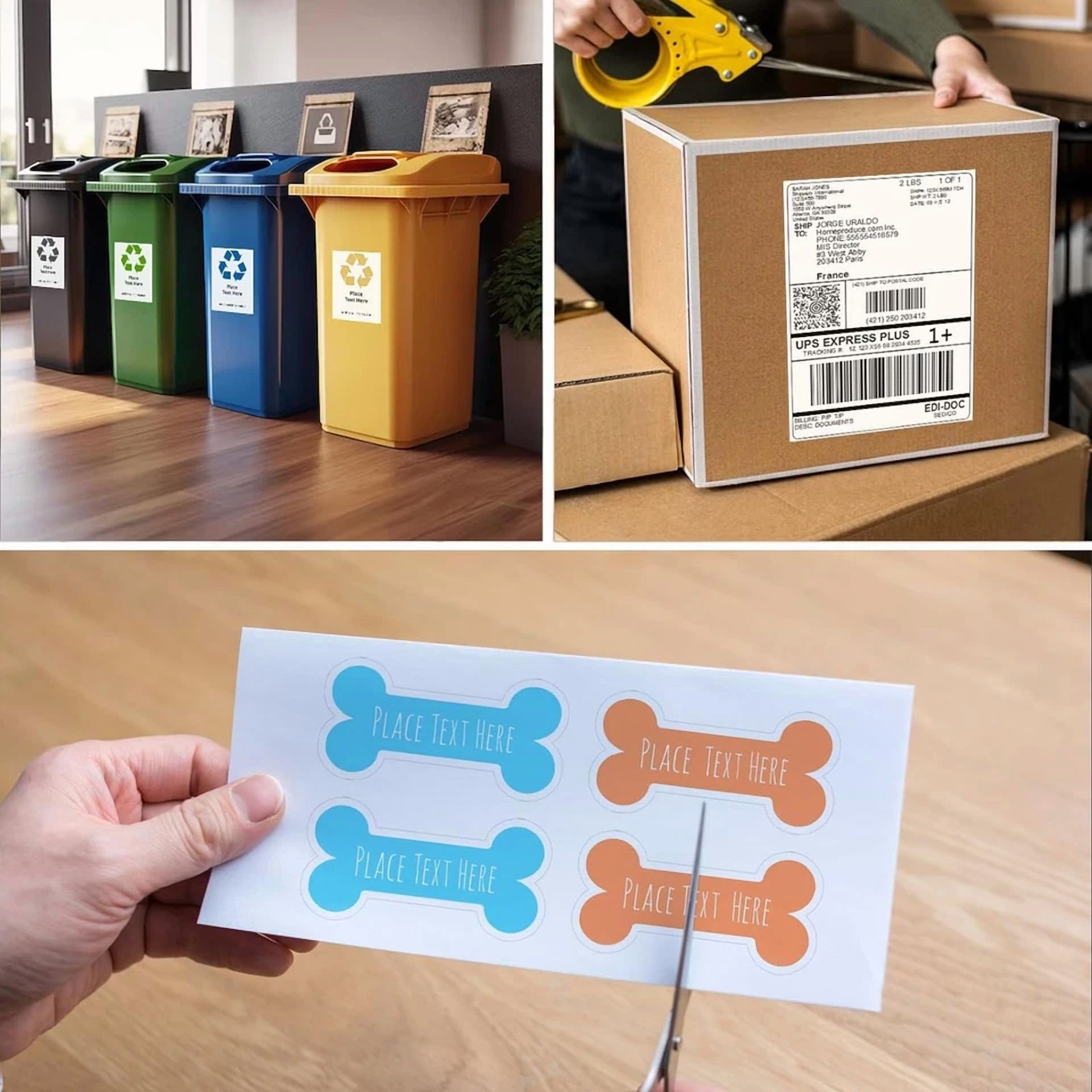 RHEA- 8.5" X 11" Full-Page Sticker Paper For Inkjet Or Laser Printer, Shipping Address