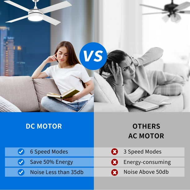 Dextrus 48 inch Ceiling Fan with Lights and Remote, Modern