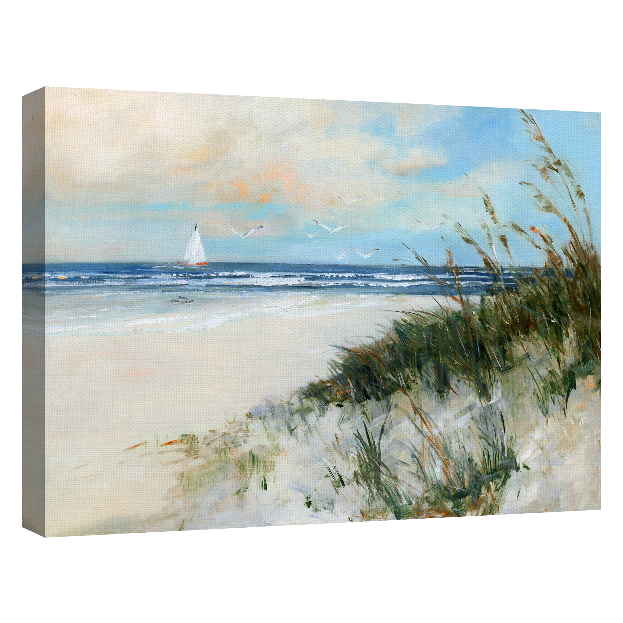 Fine Art Canvas Oak Island Sunrise Beach Sail by Sally Swatland Canvas Art Print
