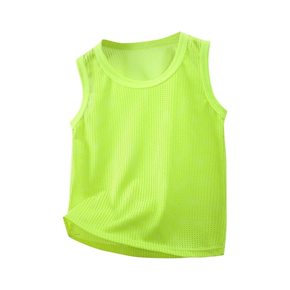 Scyoekwg Kids Boys Tank Tops Training Jersey Mesh Sports Sleeveless Shirts Solid Color Breathable Comfy Athletic Tank Tops (Green,2-3 Years)