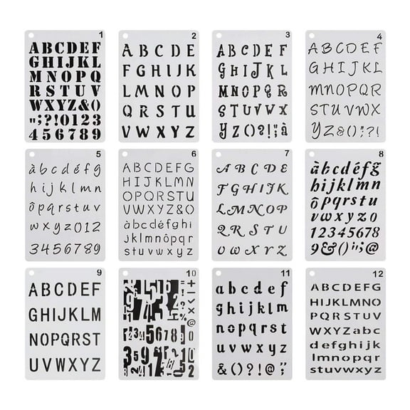 FVDPWYE 12 Pack Letter and Number Stencils Alphabet Stencil for A5 Supplies Scrapbooking