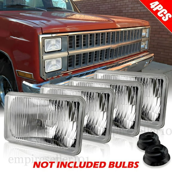 FOUR(x4) 4x6" H4 Glass Headlights Conversion Halogen Semi Sealed Kit HID & LED