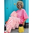 thumbnail image 5 of Women'S Long Tiered Ruffled Tulle Pants High Waist Stripe Print Wide Leg Palazzo Pants for Club Party Pink L, 5 of 8