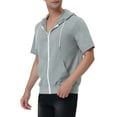 thumbnail image 4 of INSPIRE CHIC Men's Short Sleeve Hoodies Solid Color Zip Up Jackets with Hood 2XL Gray, 4 of 7