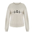 thumbnail image 3 of Baqcunre Womens Hoodies Womens Casual Long Sleeve Round Neck Sweatshirts Heartbeat Prints Loose Top Crewneck Sweatshirts Fall Outfits Women Trendy Beige L, 3 of 3