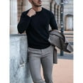 thumbnail image 4 of Jersey de cuello redondo para hombre Jersey de punto Jersey de punto fino Jersey de invierno para hombre (XL), 4 of 5