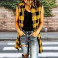 thumbnail image 6 of TGSLY Women's Plaid Long Vest Jacket Lightweight Collared Button Down Open Layering Gilet Dressy Casual Sleeveless Cardigan Coat S, 6 of 7