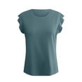 thumbnail image 6 of Womens Tops Women's Fashion Casual Short Sleeved T Shirt Round Neck Solid Color Loose Top Vest 1 Athletic Tops for Women Loose Fit Business Shirts Women Neck Top Camisole Tall Clothes Ballet Blue XL, 6 of 9