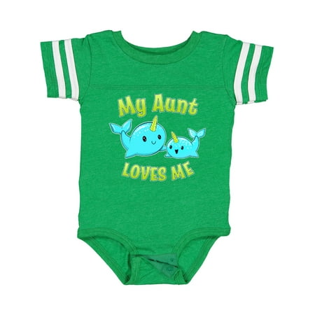 

Inktastic My Aunt Loves Me- Cute Narwhal Gift Baby Boy or Baby Girl Bodysuit