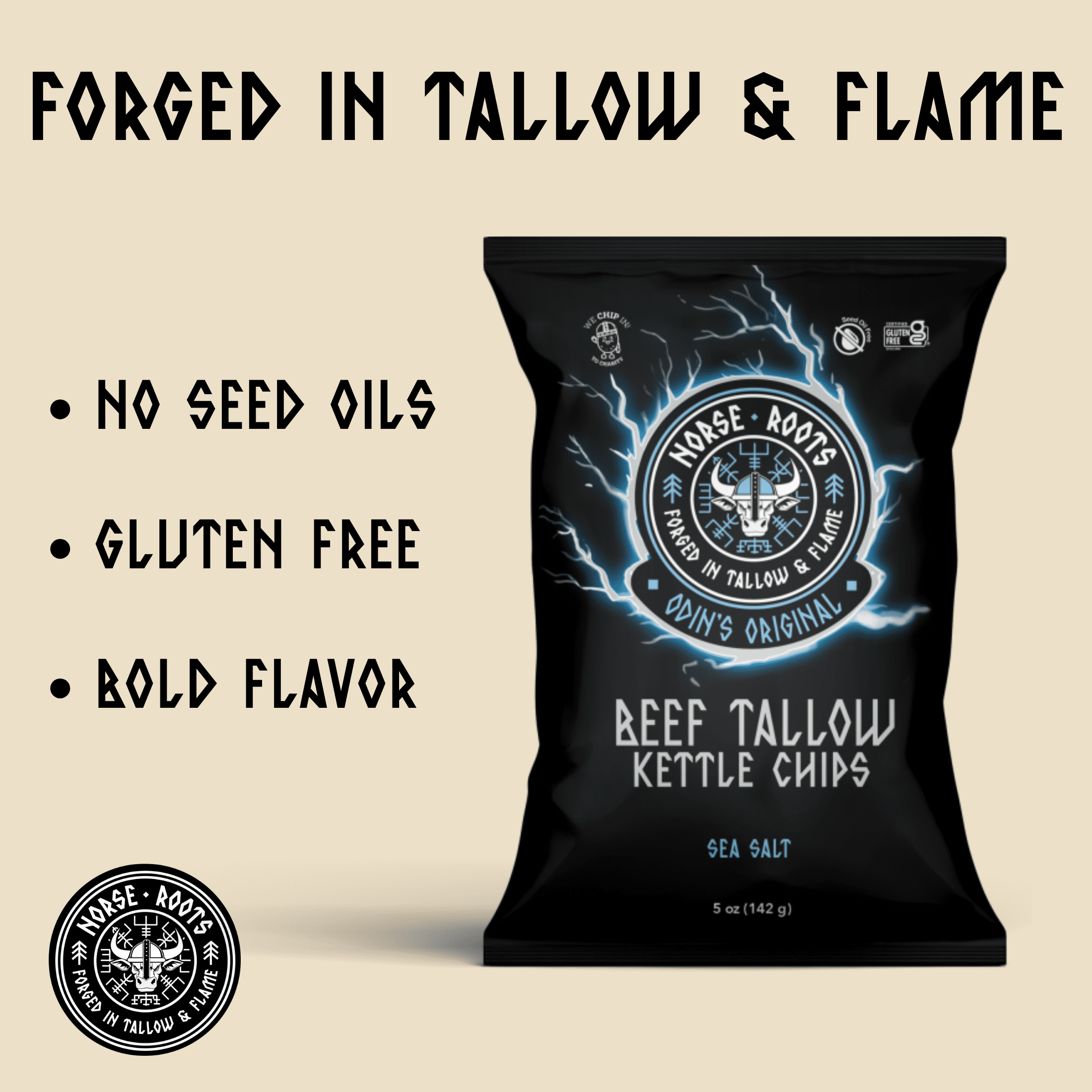 Norse Roots Beef Tallow Potato Chips Variety Pack –  (Sea Salt, Honey BBQ, Rosemary, Cheddar & Sour Cream, Spicy, Salt & Pepper) 5-ounce (Pack of 6)