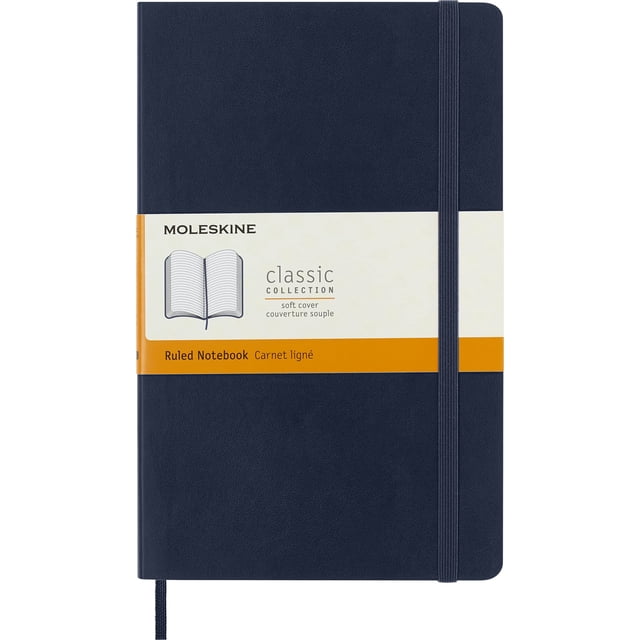 Cuaderno Moleskine Classic de tapa blanda azul zafiro, tamaño grande