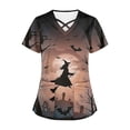thumbnail image 4 of Tops Cortos para las Mujeres, Halloween Impreso en Cuello en V con Bolsillo, Moda Casual Manga Corta, 4 of 5