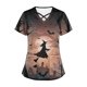 thumbnail image 3 of Tops Cortos para las Mujeres, Halloween Impreso en Cuello en V con Bolsillo, Moda Casual Manga Corta, 3 of 5