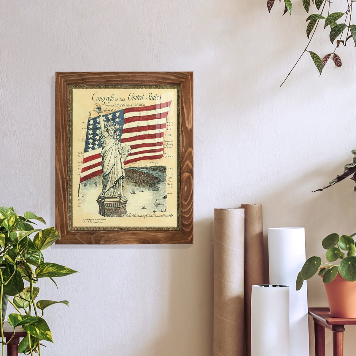 USE D # Proud To Be An American I -Framed Print w/glass-Walnut