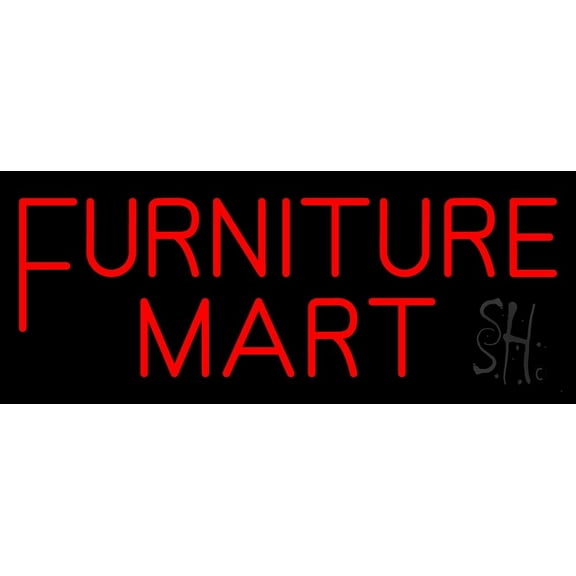 Furniture Mart LED Neon Sign 13" Tall x 32" Wide - inches Black Square Cut Acrylic Backing, with Dimmer - Premium built indoor Sign for Storefront, Store interior, Exhibition, Decor.
