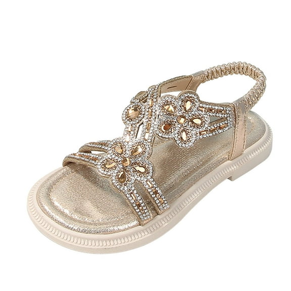 QHFBli Girls Sandals Shimmer Strapped Summer Flat Open Toe Ankle Sandals