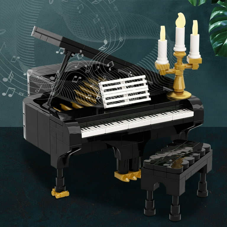 Black Piano MOC Building Set, Instrument Building Kit Compatible