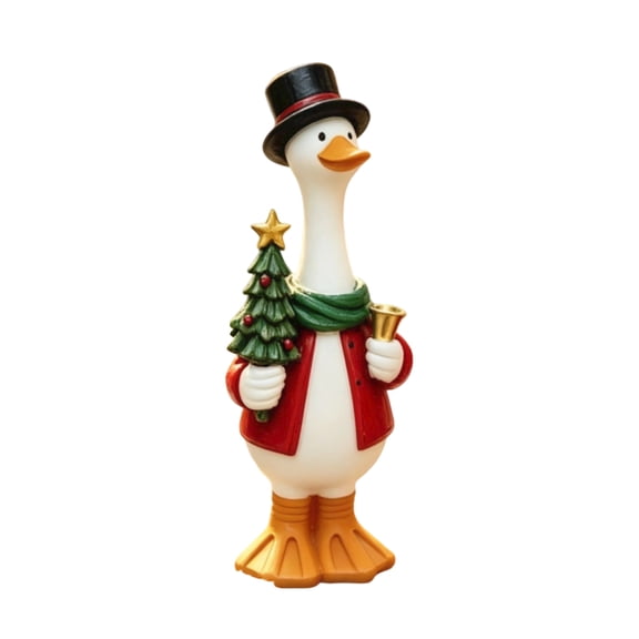 Porch Goose Statue Christmas Holiday Outfit Tabletop and Front Porch Decor Indoor Outdoor Festive Home Decoration for Seasonal Displays Gifting
