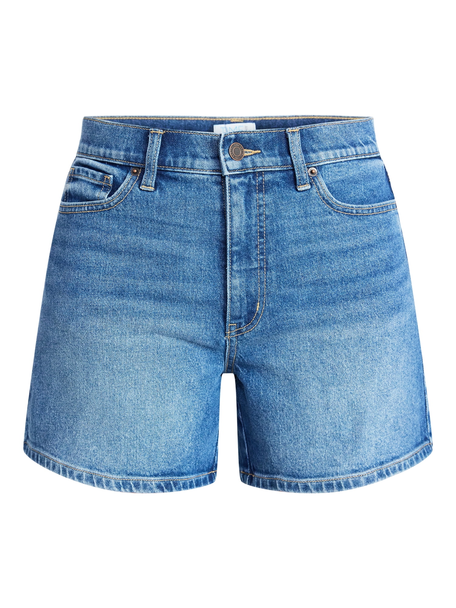 Time and Tru Women's High Rise Denim Shorts, 5" Inseam, Sizes 0-20