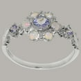 thumbnail image 2 of LBG British Made 9k White Gold Natural Tanzanite & Opal Womens Anniversary Ring - 33 size options - Size 9, 2 of 7