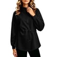 thumbnail image 2 of FAHUOMU Womens Sweatshirt Oversized Quarter Zip Stand Collar Drawstring Waist Long Sleeve Soft Casual Pullover Fall Tops, 2 of 7