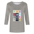 thumbnail image 3 of Jinhomg Novelty Breast Cancer Tees for Women Inspirational Letter Graphic T Shirts Dressy Casual 3/4 Sleeve Crew Neck Holiday Blouse Lightweight Comfy Tunic Tops Gray XL, 3 of 4