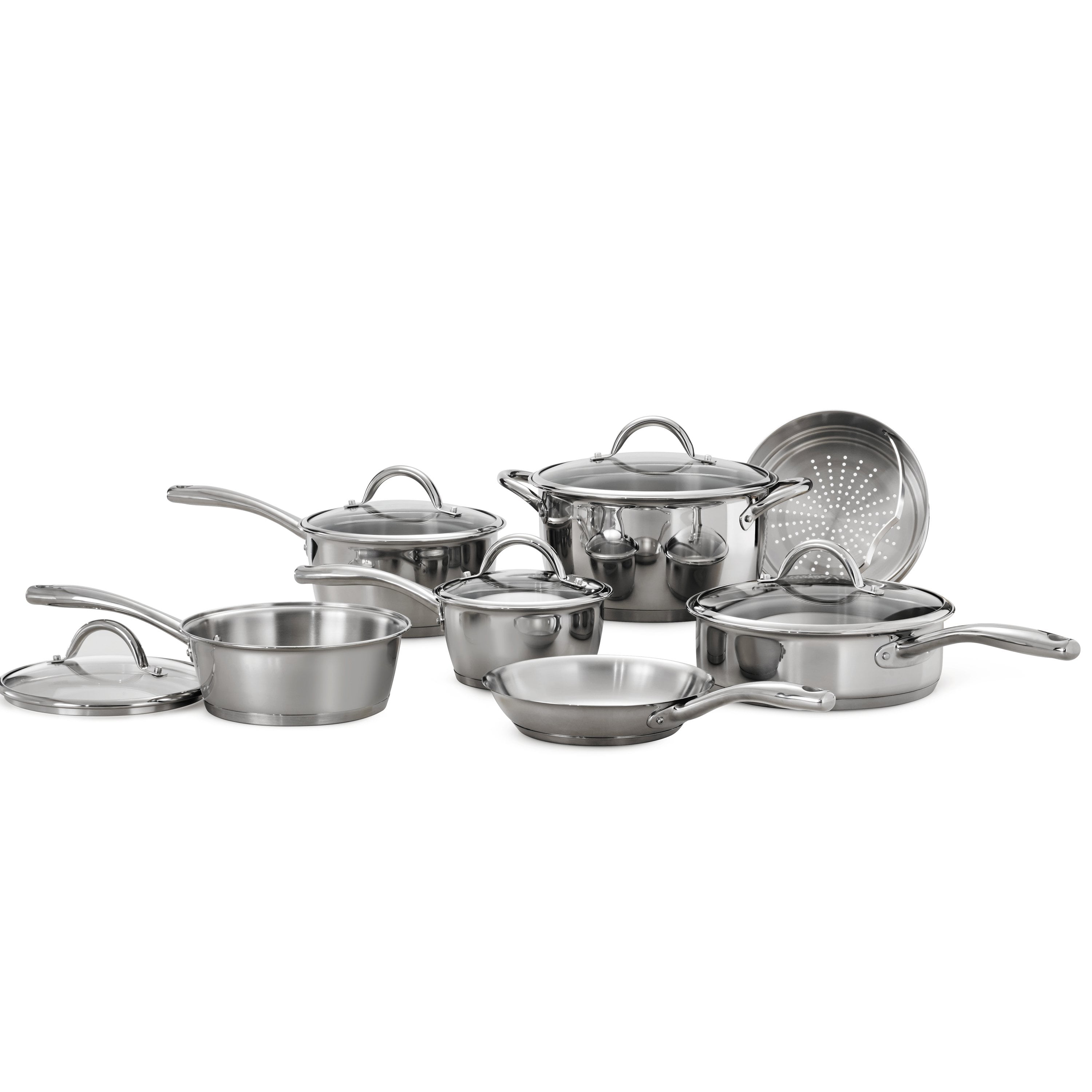 Tramontina Gourmet Stainless Steel Tri-Ply Base Cookware Set, 12 Piece Tramontina Gourmet Stainless Steel Tri Ply Base Cookware Set