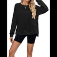 thumbnail image 3 of Sudadera Informal de Cuello Redondo para Mujer, Holgada, Suave y de Larga Negro XXL, 3 of 9