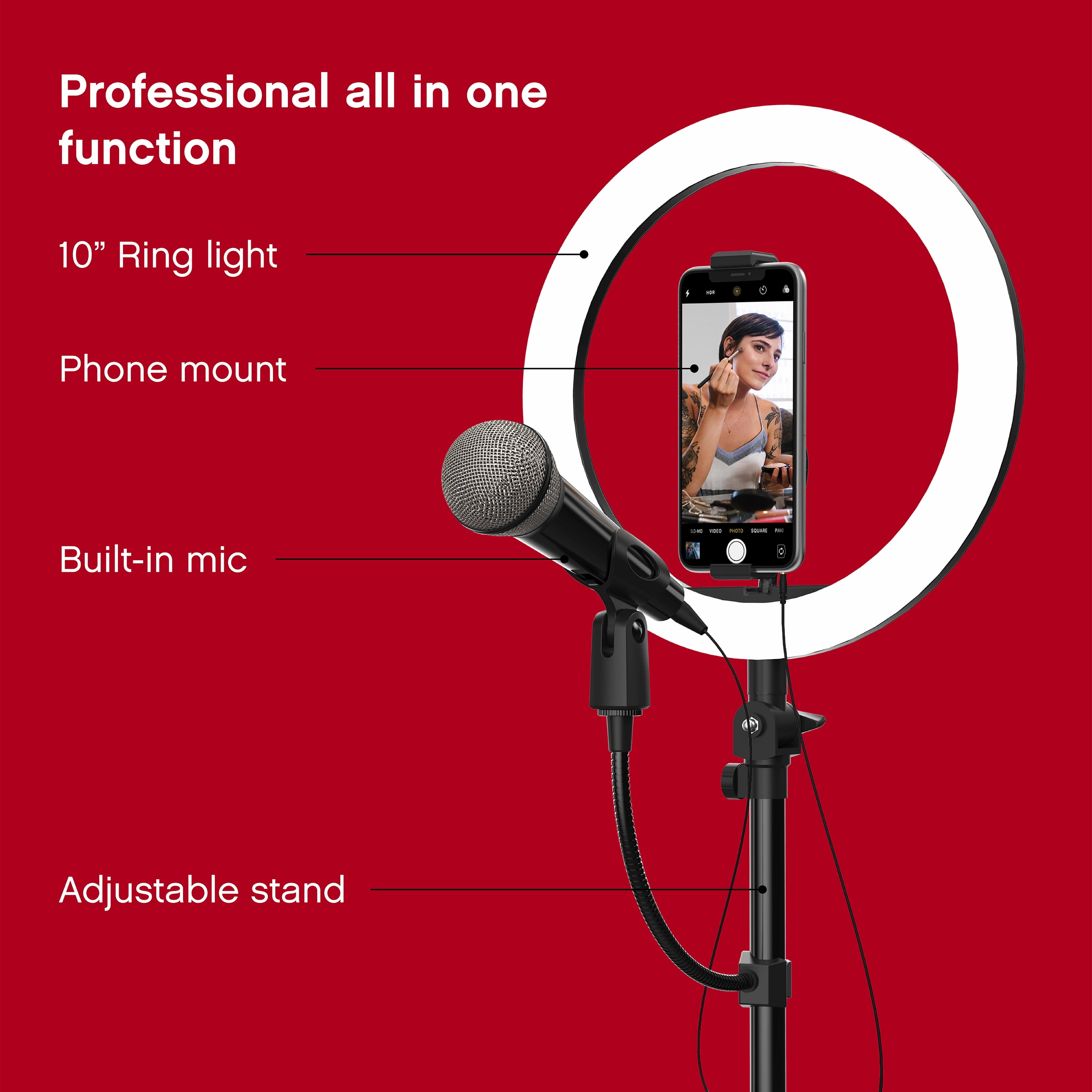 IK Multimedia iRig Video Creation Bundle, 10 LED Ring Light with  Adjustable Color, Phone Tripod Stand & Microphone HD, All Smartphone  Compatiblity