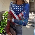 thumbnail image 2 of Sewkxo Tee Shirt Women Trendy 250th Anniversary American Independence Day Printed Crewneck Pullover Top Spring Summer Plus Size Casual Long Sleeve Tops,Royal Blue L, 2 of 6