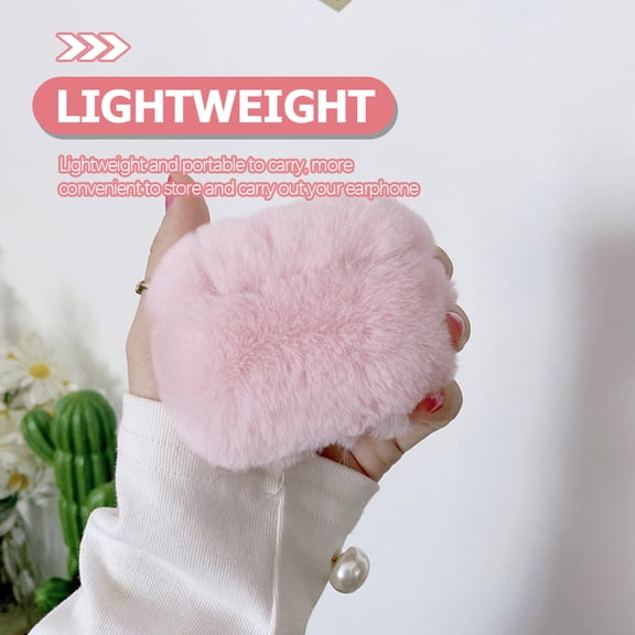 Alasum Pink Plush Earphone Case Cover Durable Protector for Ear Buds