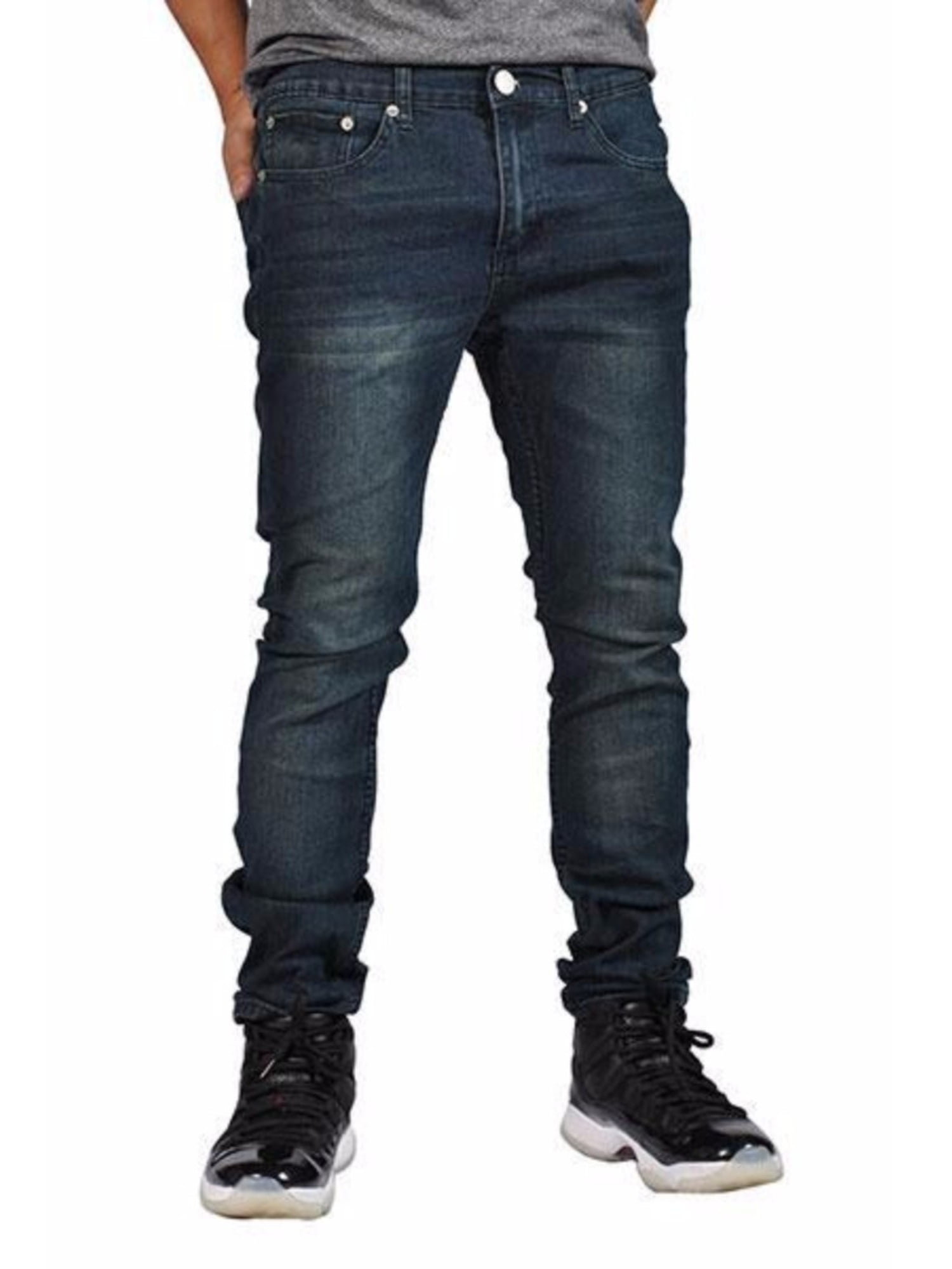 Indigo People Men's Denim Jeans Skinny Fit Tapered Leg 28023 Blue 32x32 ...