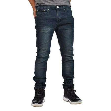 Indigo People Men's Denim Jeans Skinny Fit Tapered Leg 28023 Blue