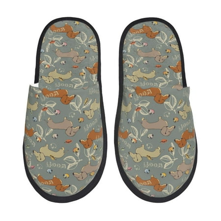 Balery Dachshund Dog Bird Slient Indoor Furry Fleece Comfort House Shoes Soft Non-Slip Home Shoes Cotton slippers House Slippers-- Medium