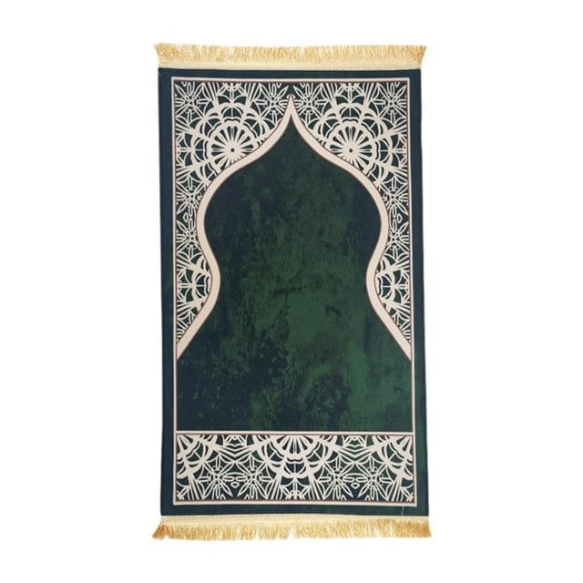 Tnarru Muslim Prayer Rug Eid Mat Islamic Prayer Mat for Living Room Bedroom Bedside Green