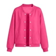 thumbnail image 7 of XRoczxe 4‑15 Years Old Kids Bomber Jacket, Boys Girls Solid Color Button‑Down Sweatshirt Jacket, Long‑Sleeve Casual Outerwear With Pockets, 7 of 7