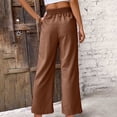 thumbnail image 4 of Kovlvoll Wide Leg Pants for Women High Elastic Waist Drawstring Solid Color Casual Trousers with Pockets, 4 of 7