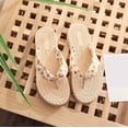 thumbnail image 3 of Women's Floral Pattern Flip Flop Slippers Casual Summer Beach Slippers Grass Weave Non Thong Sandals (Yellow 8.5), 3 of 6