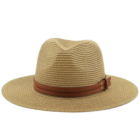Stylish Sun Hats for Women Men Wide Brim Leather Strap Design Breathable Fedora Beach Cap for Outdoor Adventures and Casual Wear