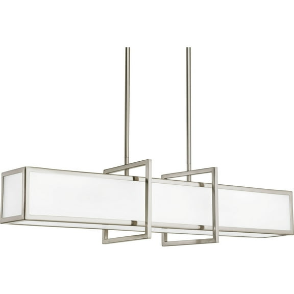 Haven Collection Four-Light Brushed Nickel Etched Glass Modern Pendant Light
