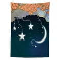 thumbnail image 3 of Ambesonne Moon Tablecloth Rectangular Table Cover, Clouds Stars and Moon, 52"x70", Dark Blue Salmon White, 3 of 4