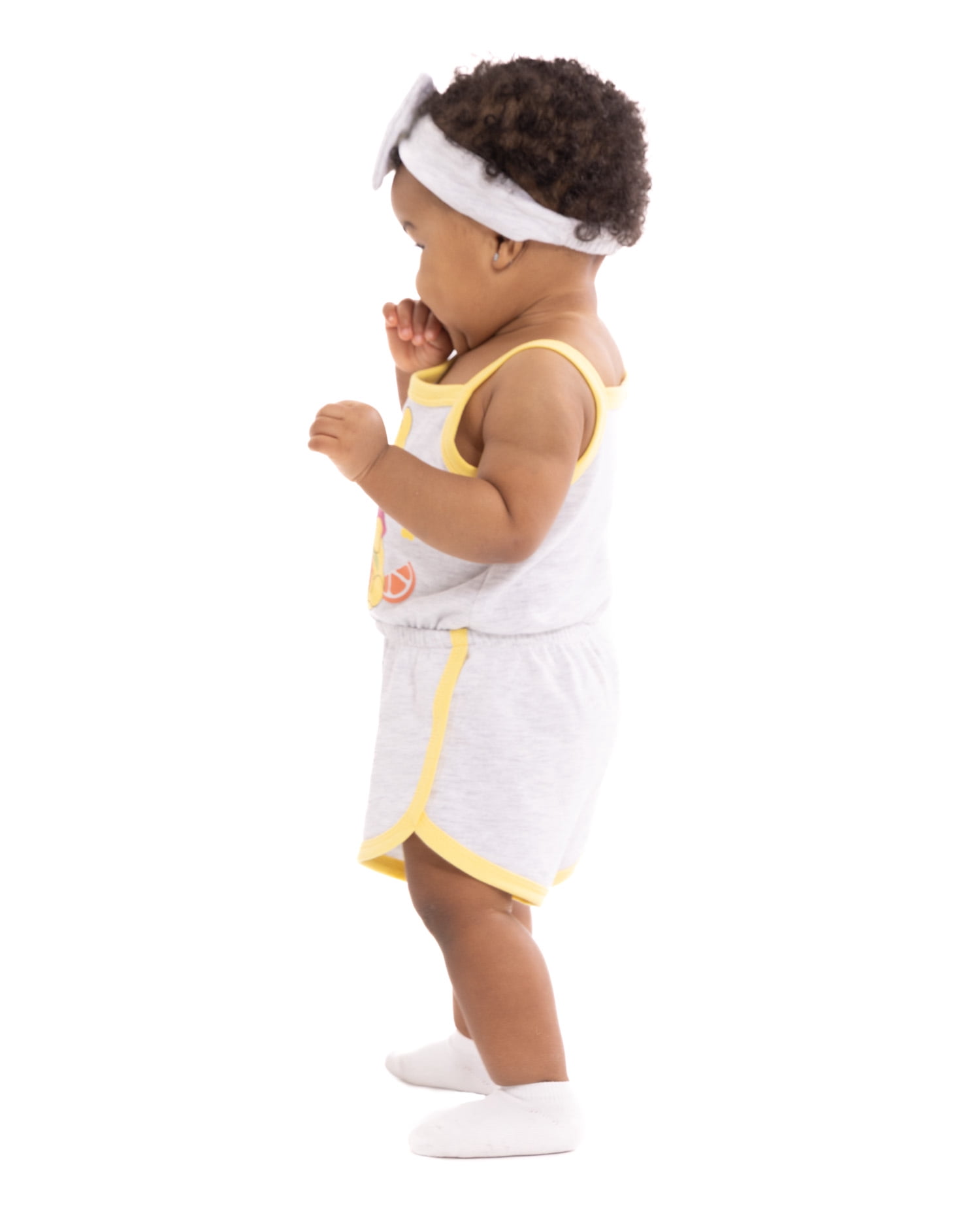 Winnie the Pooh Baby Girls Sleeveless Graphic Romper with Matching Bow Headband, Sizes 0/3M-24M