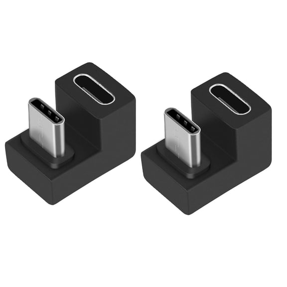 Strhowill 2 Pack USB C 180 Degree Angled Adapter,USB C 3.1 Male to Female Adapter,Type C Angled Adapter Data Transfer Connector Compatible for Laptop,Tablet,USB-C Phone（U Shape）